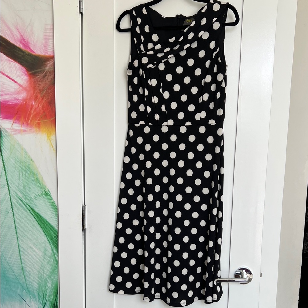 Taylor Black and White Polka Dot Midi Dress